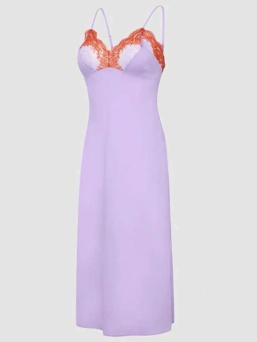 •Savage X Fenty• Lilac Slip Dress with Orange Lace - Picture 1 of 4